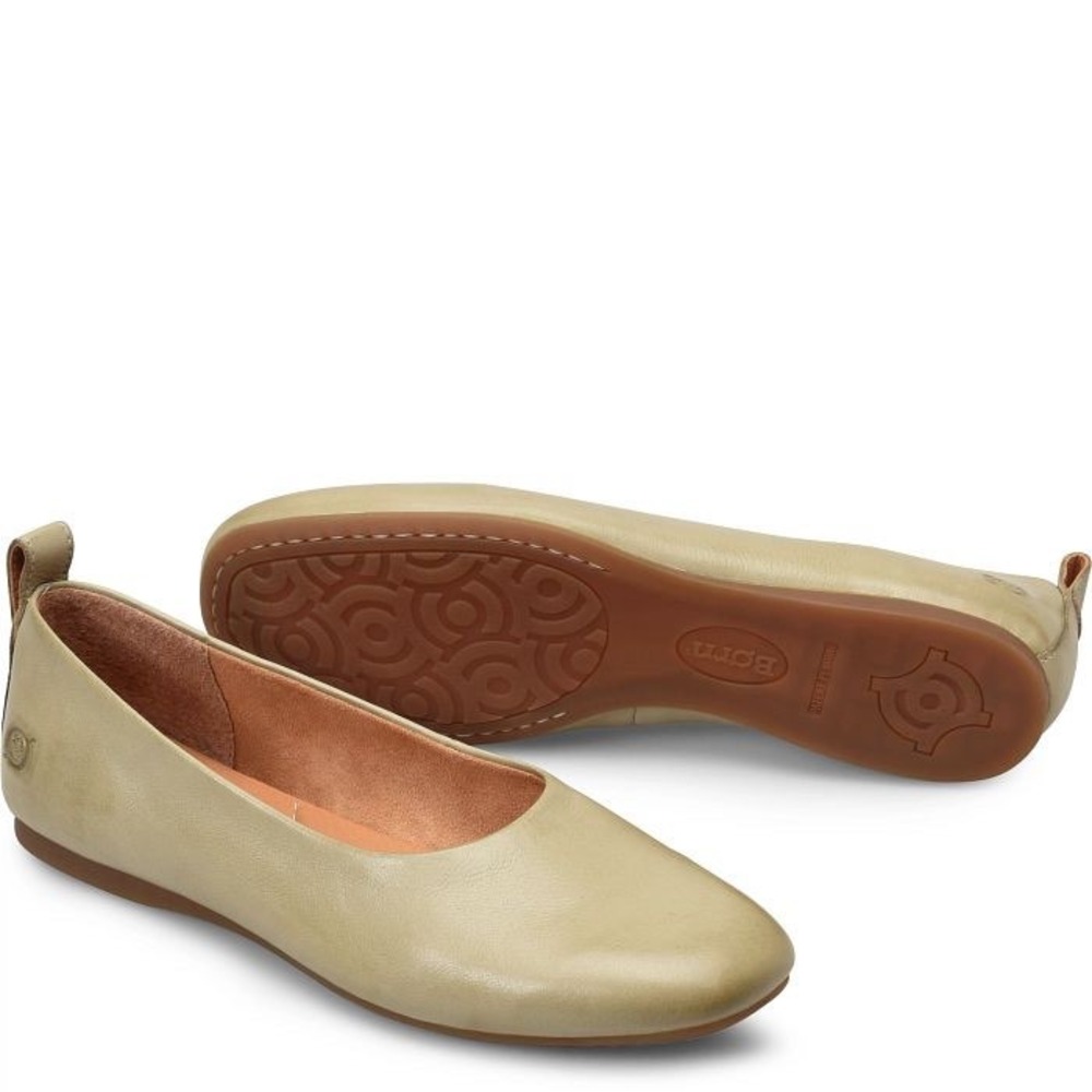 Born Beca Nude Beige Leather Ballet Flats Shoes Comfort Quiet Luxury Capsule 9.5